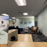 Waterside Recovery Center West location front desk and waiting area with comfortable seating and calming interior design